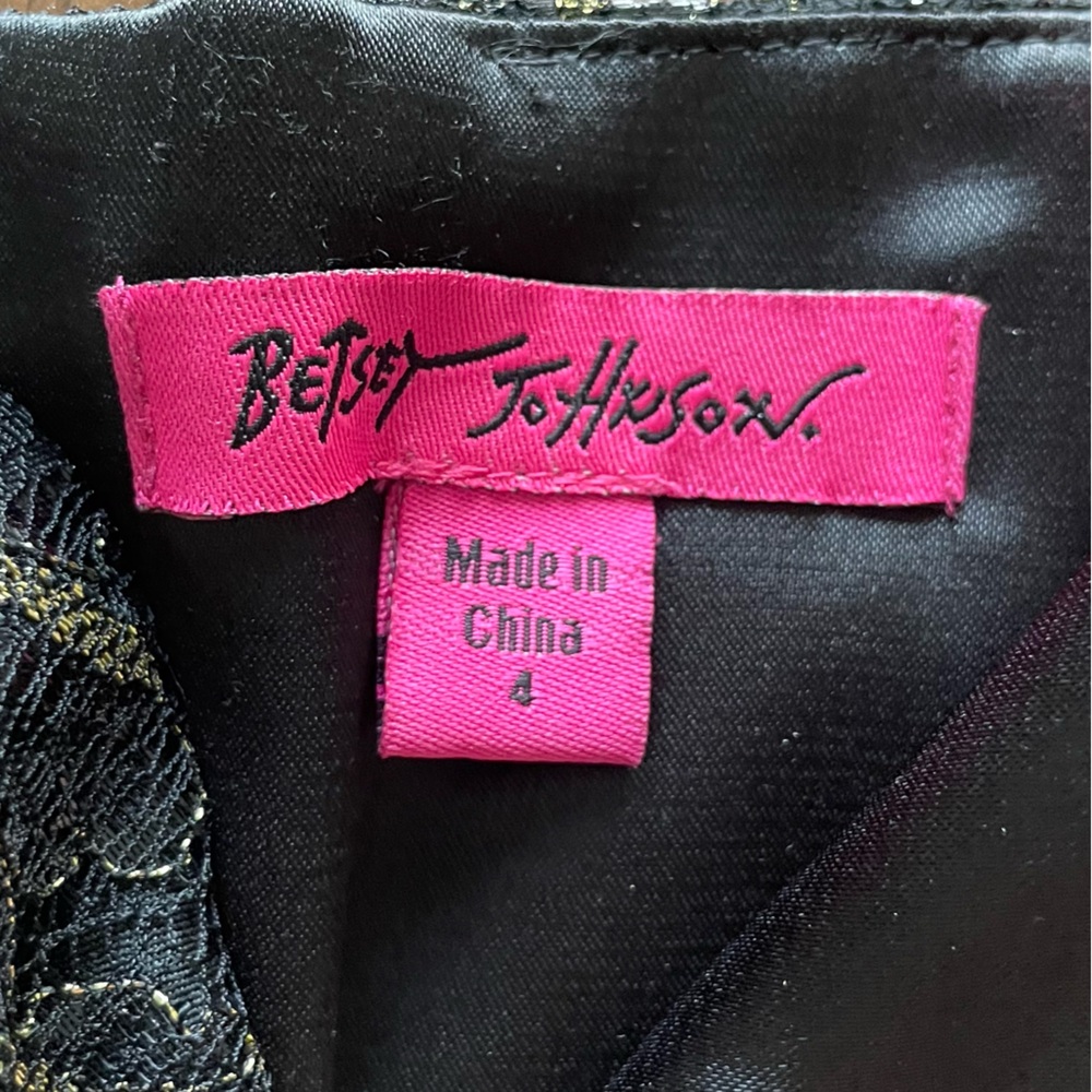 Betsey Johnson Strapless Black and Gold Peplum Dress - Size 4 - Picture 6 of 7